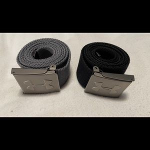 (2) Under Armour UA Webbed Golf Belts - Black & Gray - Excellent Conidition